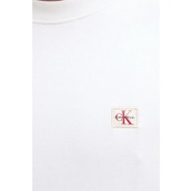 CALVIN KLEIN JEANS LS EU BADGE 350TERRY CN SWEATSHIRT ΦΟΥΤΕΡ ΜΠΛΟΥΖΑ ΑΝΔΡΙΚΗ BRIGHT WHITE