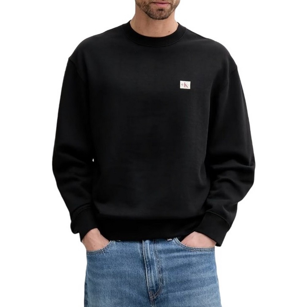 CALVIN KLEIN JEANS LS EU BADGE 350TERRY CN SWEATSHIRT ΦΟΥΤΕΡ ΜΠΛΟΥΖΑ ΑΝΔΡΙΚΗ BLACK