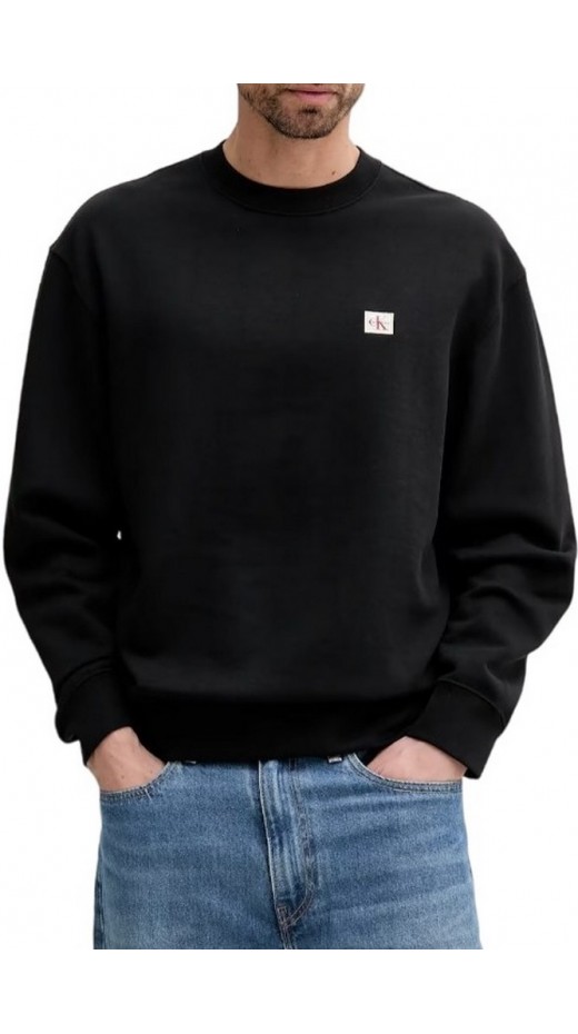 CALVIN KLEIN JEANS LS EU BADGE 350TERRY CN SWEATSHIRT ΦΟΥΤΕΡ ΜΠΛΟΥΖΑ ΑΝΔΡΙΚΗ BLACK