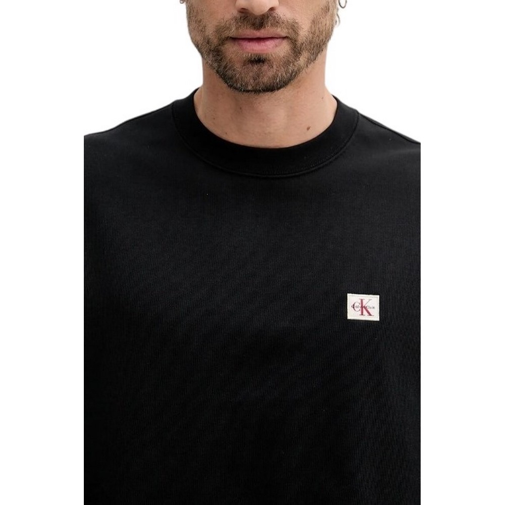 CALVIN KLEIN JEANS LS EU BADGE 350TERRY CN SWEATSHIRT ΦΟΥΤΕΡ ΜΠΛΟΥΖΑ ΑΝΔΡΙΚΗ BLACK