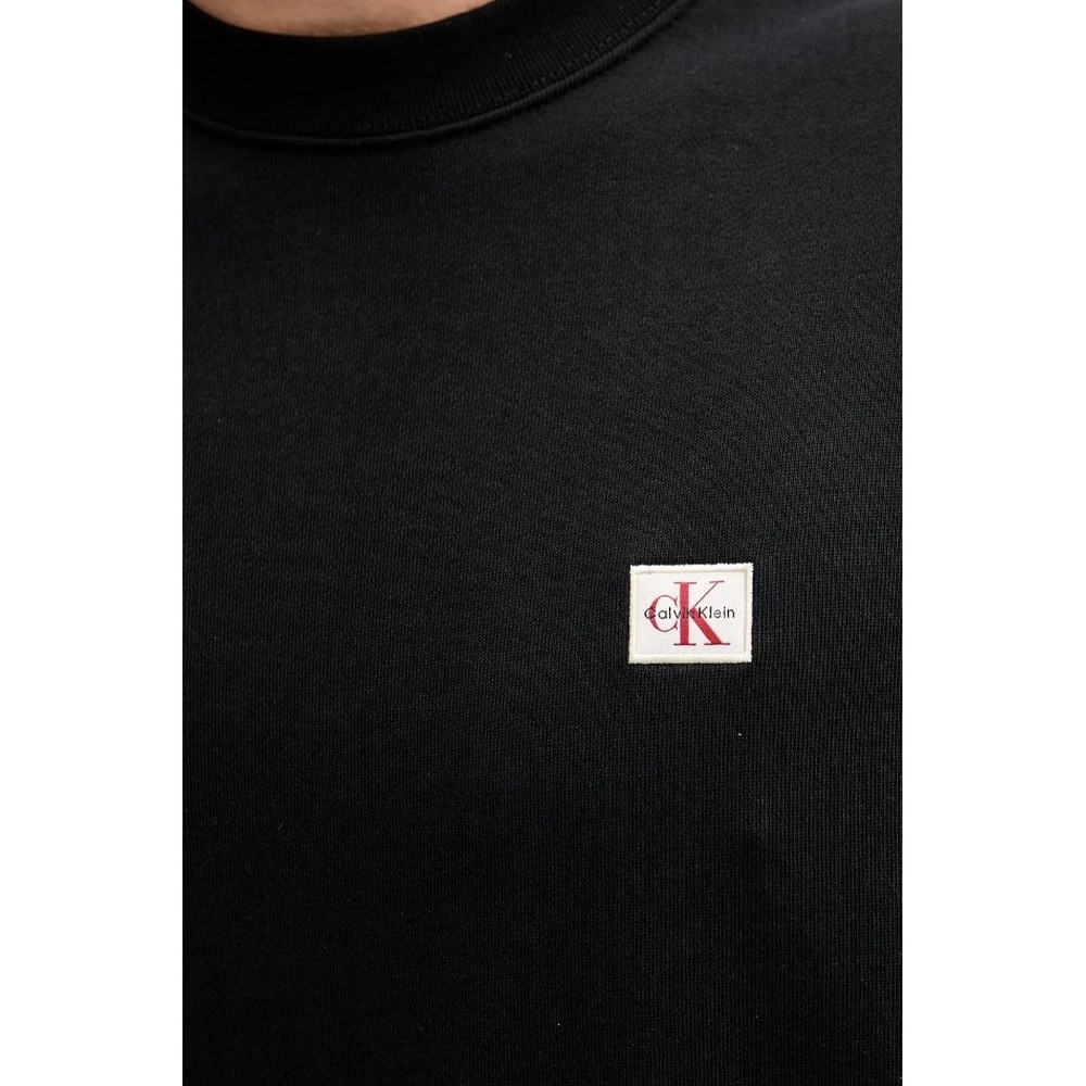 CALVIN KLEIN JEANS LS EU BADGE 350TERRY CN SWEATSHIRT ΦΟΥΤΕΡ ΜΠΛΟΥΖΑ ΑΝΔΡΙΚΗ BLACK