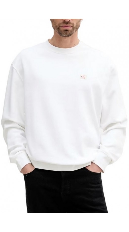 CALVIN KLEIN JEANS LS EU BADGE 350TERRY CN SWEATSHIRT ΦΟΥΤΕΡ ΜΠΛΟΥΖΑ ΑΝΔΡΙΚΗ BRIGHT WHITE