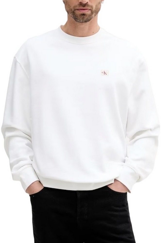 CALVIN KLEIN JEANS LS EU BADGE 350TERRY CN SWTSHRT ΦΟΥΤΕΡ ΜΠΛΟΥΖΑ ΑΝΔΡΙΚΗ BRIGHT WHITE