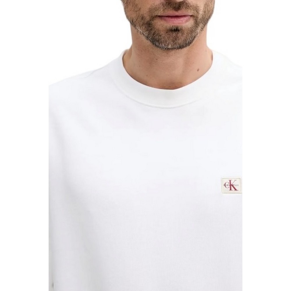 CALVIN KLEIN JEANS LS EU BADGE 350TERRY CN SWEATSHIRT ΦΟΥΤΕΡ ΜΠΛΟΥΖΑ ΑΝΔΡΙΚΗ BRIGHT WHITE