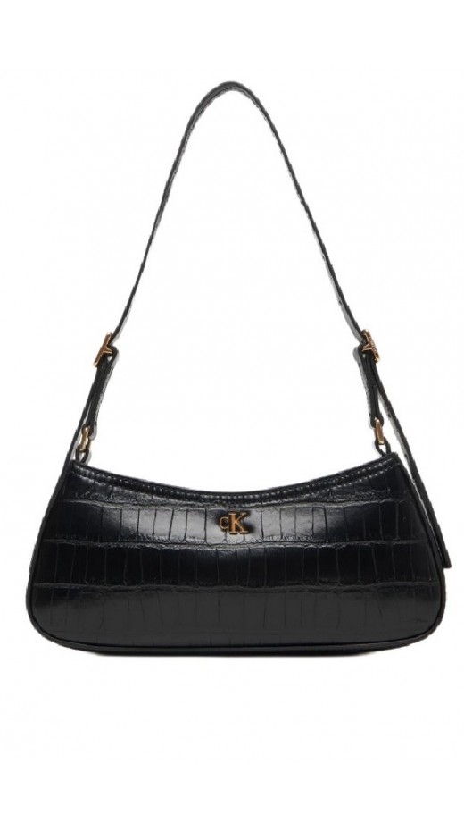 CALVIN KLEIN  CROC SMALL SHOULDER BAG ΤΣΑΝΤΑ ΓΥΝΑΙΚΕΙΑ BLACK