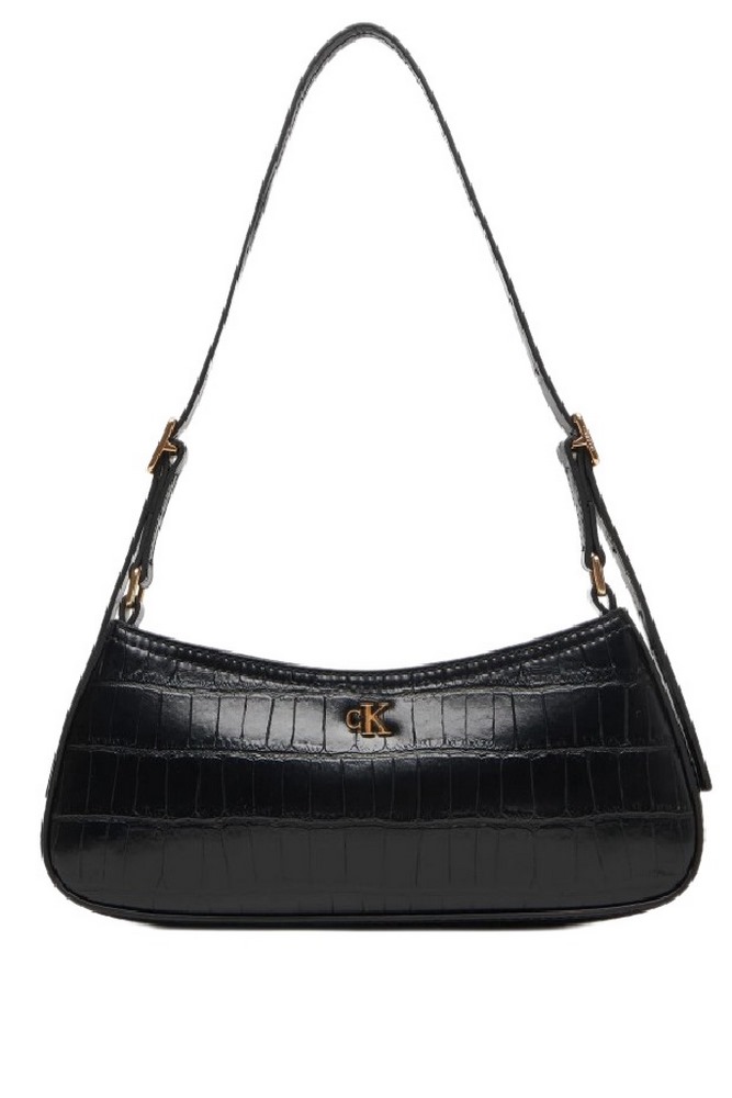 CALVIN KLEIN  CROC SMALL SHOULDER BAG ΤΣΑΝΤΑ ΓΥΝΑΙΚΕΙΑ BLACK