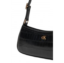 CALVIN KLEIN  CROC SMALL SHOULDER BAG ΤΣΑΝΤΑ ΓΥΝΑΙΚΕΙΑ BLACK