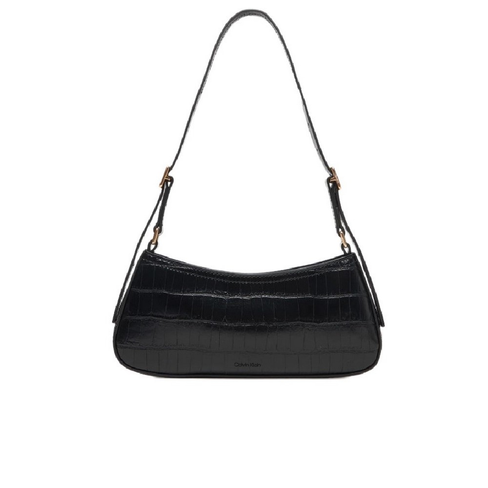 CALVIN KLEIN  CROC SMALL SHOULDER BAG ΤΣΑΝΤΑ ΓΥΝΑΙΚΕΙΑ BLACK