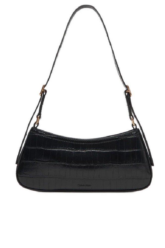 CALVIN KLEIN  CROC SMALL SHOULDER BAG ΤΣΑΝΤΑ ΓΥΝΑΙΚΕΙΑ BLACK
