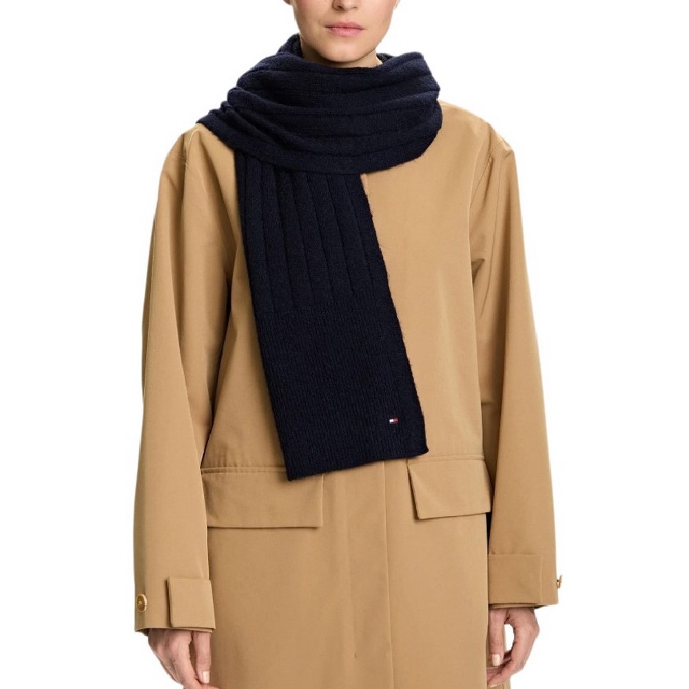 TOMMY HILFIGER FLAG FLUFFY SCARF ΚΑΣΚΟΛ ΓΥΝΑΙΚΕΙΟ BLACK