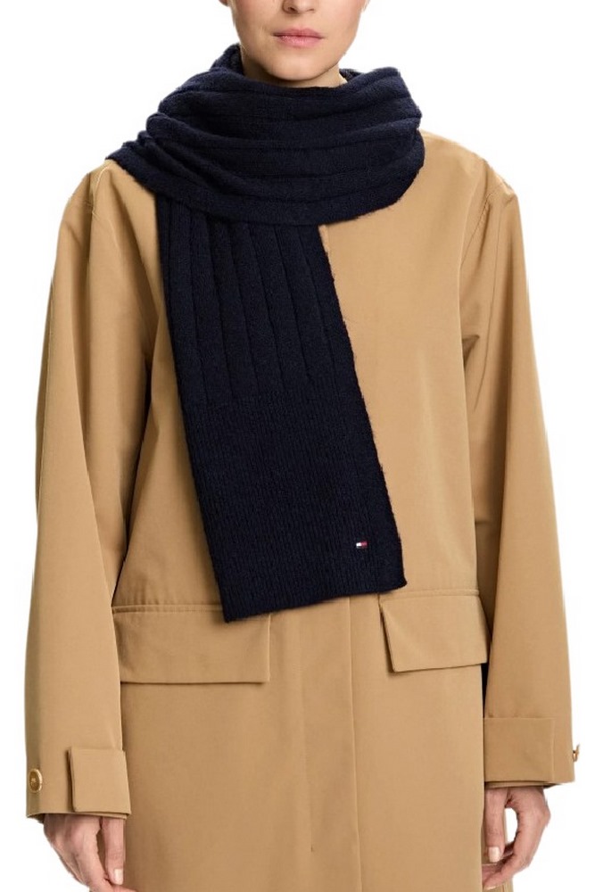 TOMMY HILFIGER FLAG FLUFFY SCARF ΚΑΣΚΟΛ ΓΥΝΑΙΚΕΙΟ BLACK