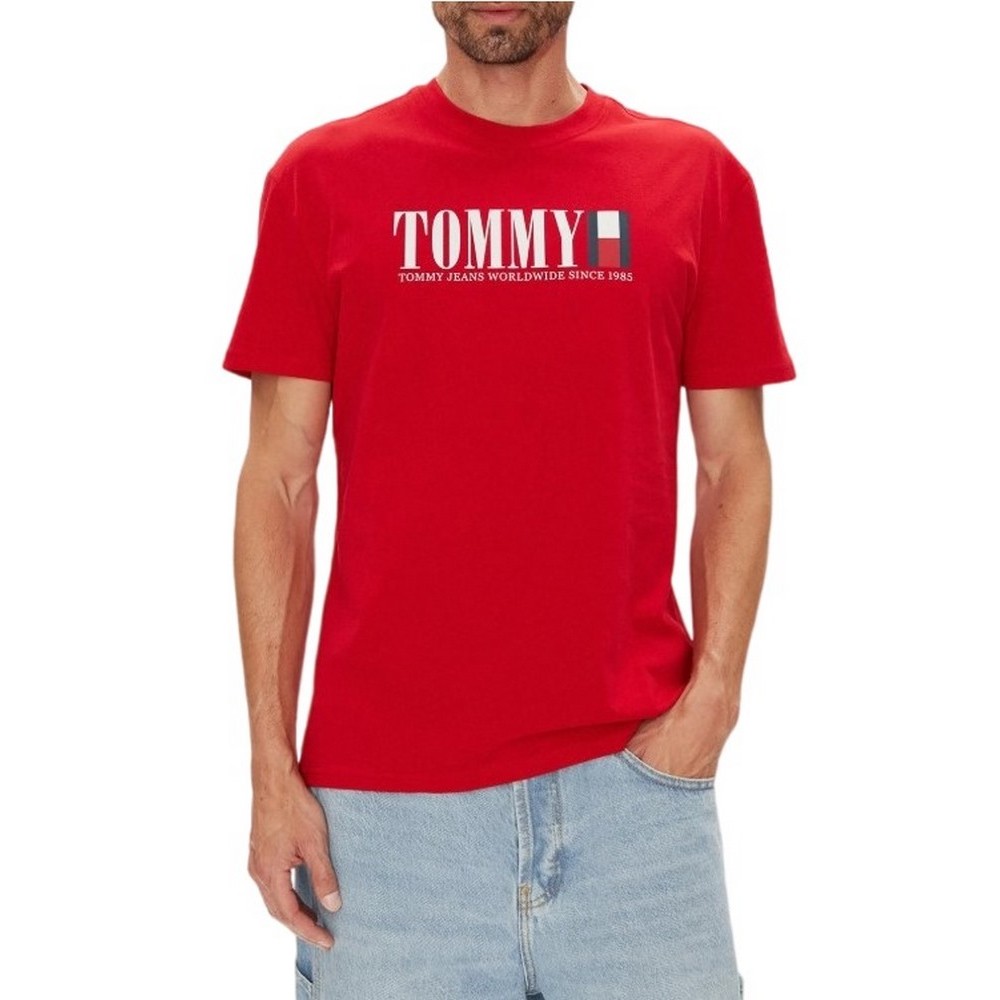 TOMMY JEANS REG TOMMY DNA FLAG TEE T-SHIRT ΜΠΛΟΥΖΑ ΑΝΔΡΙΚΗ RED