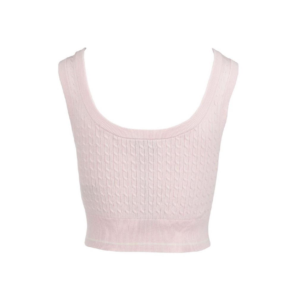CALVIN KLEIN JEANS SL WOVEN LABEL CABLE BRALETTE ΤΟΠ ΠΛΕΚΤΟ ΓΥΝΑΙΚΕΙΟ PINK