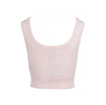 CALVIN KLEIN JEANS SL WOVEN LABEL CABLE BRALETTE ΤΟΠ ΠΛΕΚΤΟ ΓΥΝΑΙΚΕΙΟ PINK