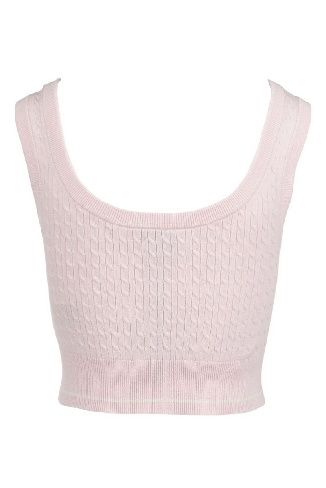 CALVIN KLEIN JEANS SL WOVEN LABEL CABLE BRALETTE ΤΟΠ ΠΛΕΚΤΟ ΓΥΝΑΙΚΕΙΟ PINK