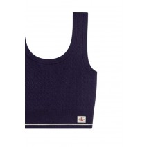 CALVIN KLEIN JEANS SL WOVEN LABEL CABLE BRALETTE ΤΟΠ ΠΛΕΚΤΟ ΓΥΝΑΙΚΕΙΟ DEEP NAVY