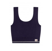 CALVIN KLEIN JEANS SL WOVEN LABEL CABLE BRALETTE ΤΟΠ ΠΛΕΚΤΟ ΓΥΝΑΙΚΕΙΟ DEEP NAVY