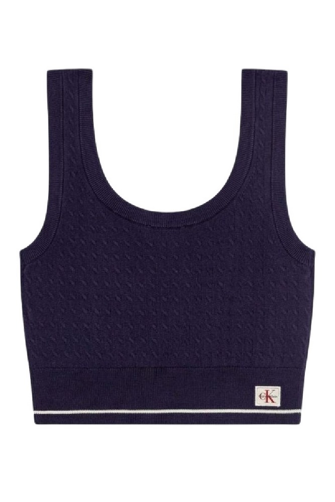 CALVIN KLEIN JEANS SL WOVEN LABEL CABLE BRALETTE ΤΟΠ ΠΛΕΚΤΟ ΓΥΝΑΙΚΕΙΟ DEEP NAVY