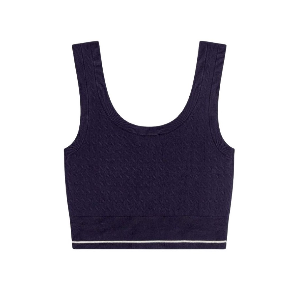 CALVIN KLEIN JEANS SL WOVEN LABEL CABLE BRALETTE ΤΟΠ ΠΛΕΚΤΟ ΓΥΝΑΙΚΕΙΟ DEEP NAVY