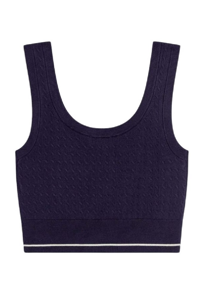 CALVIN KLEIN JEANS SL WOVEN LABEL CABLE BRALETTE ΤΟΠ ΠΛΕΚΤΟ ΓΥΝΑΙΚΕΙΟ DEEP NAVY