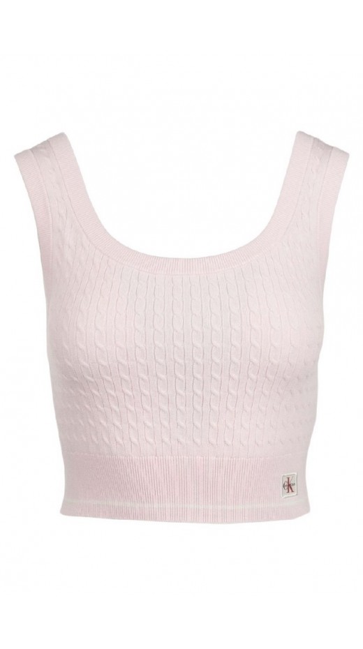 CALVIN KLEIN JEANS SL WOVEN LABEL CABLE BRALETTE ΤΟΠ ΠΛΕΚΤΟ ΓΥΝΑΙΚΕΙΟ PINK