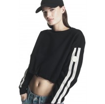 DKNY CROPPED STRIPED SWEATSHIRT ΜΠΛΟΥΖΑ ΦΟΥΤΕΡ ΓΥΝΑΙΚΕΙΑ BLACK