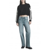 DKNY CROPPED STRIPED SWEATSHIRT ΜΠΛΟΥΖΑ ΦΟΥΤΕΡ ΓΥΝΑΙΚΕΙΑ BLACK