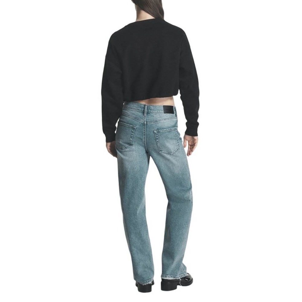 DKNY CROPPED STRIPED SWEATSHIRT ΜΠΛΟΥΖΑ ΦΟΥΤΕΡ ΓΥΝΑΙΚΕΙΑ BLACK