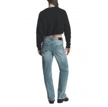 DKNY CROPPED STRIPED SWEATSHIRT ΜΠΛΟΥΖΑ ΦΟΥΤΕΡ ΓΥΝΑΙΚΕΙΑ BLACK