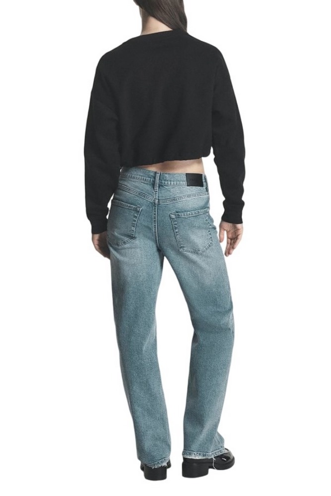 DKNY CROPPED STRIPED SWEATSHIRT ΜΠΛΟΥΖΑ ΦΟΥΤΕΡ ΓΥΝΑΙΚΕΙΑ BLACK