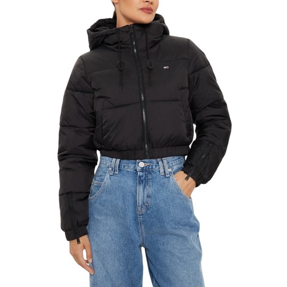 TOMMY JEANS  CRP HOODED PUFFER ΜΠΟΥΦΑΝ ΓΥΝΑΙΚΕΙΟ BLACK