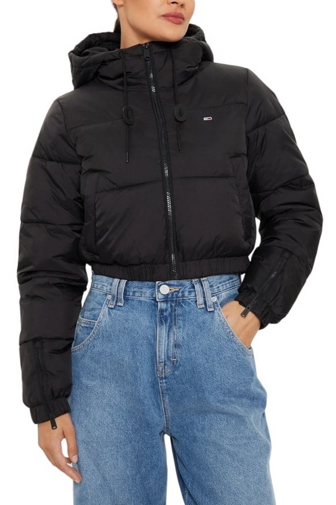 TOMMY JEANS  CRP HOODED PUFFER ΜΠΟΥΦΑΝ ΓΥΝΑΙΚΕΙΟ BLACK