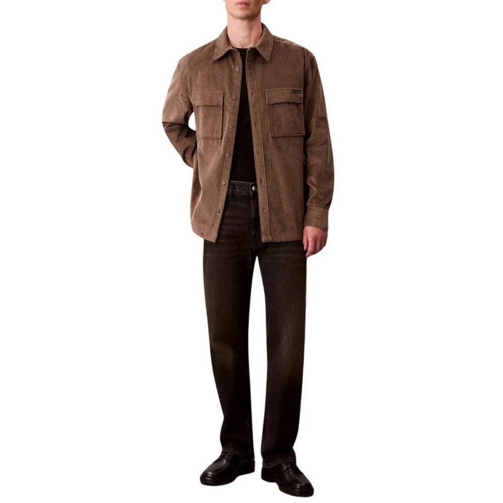 CALVIN KLEIN JEANS LS CORDUROY POCKET RELAXED SHIRT ΜΠΟΥΦΑΝ ΑΝΔΡΙΚΟ BROWN