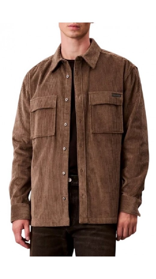CALVIN KLEIN JEANS LS CORDUROY POCKET RELAXED SHIRT ΜΠΟΥΦΑΝ ΑΝΔΡΙΚΟ BROWN