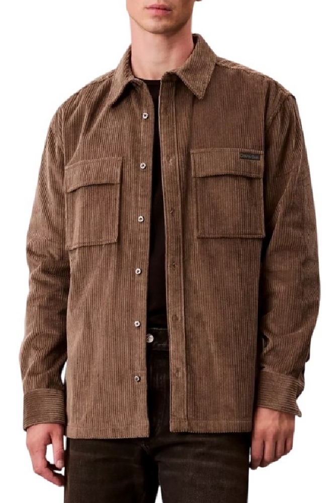 CALVIN KLEIN JEANS LS CORDUROY POCKET RELAXED SHIRT ΜΠΟΥΦΑΝ ΑΝΔΡΙΚΟ BROWN