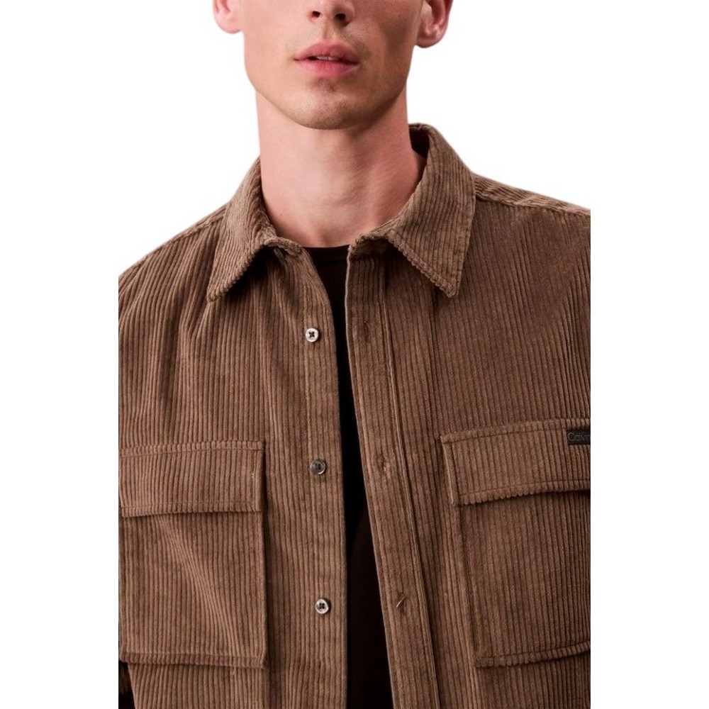CALVIN KLEIN JEANS LS CORDUROY POCKET RELAXED SHIRT ΜΠΟΥΦΑΝ ΑΝΔΡΙΚΟ BROWN
