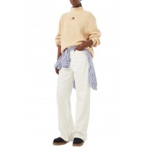 TOMMY JEANS MOCKNECK BADGE SWEATER EXT ΜΠΛΟΥΖΑ ΠΛΕΚΤΗ ΓΥΝΑΙΚΕΙΑ BEIGE