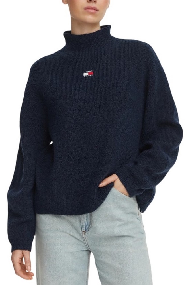 TOMMY JEANS MOCKNECK BADGE SWEATER EXT ΜΠΛΟΥΖΑ ΠΛΕΚΤΗ ΓΥΝΑΙΚΕΙΑ NAVY