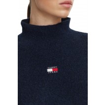 TOMMY JEANS MOCKNECK BADGE SWEATER EXT ΜΠΛΟΥΖΑ ΠΛΕΚΤΗ ΓΥΝΑΙΚΕΙΑ NAVY