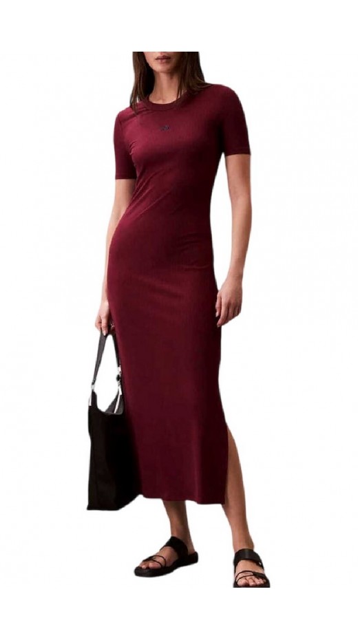 CALVIN KLEIN JEANS MODAL RIB SS DRESS ΦΟΡΕΜΑ ΓΥΝΑΙΚΕΙΟ BORDEAUX