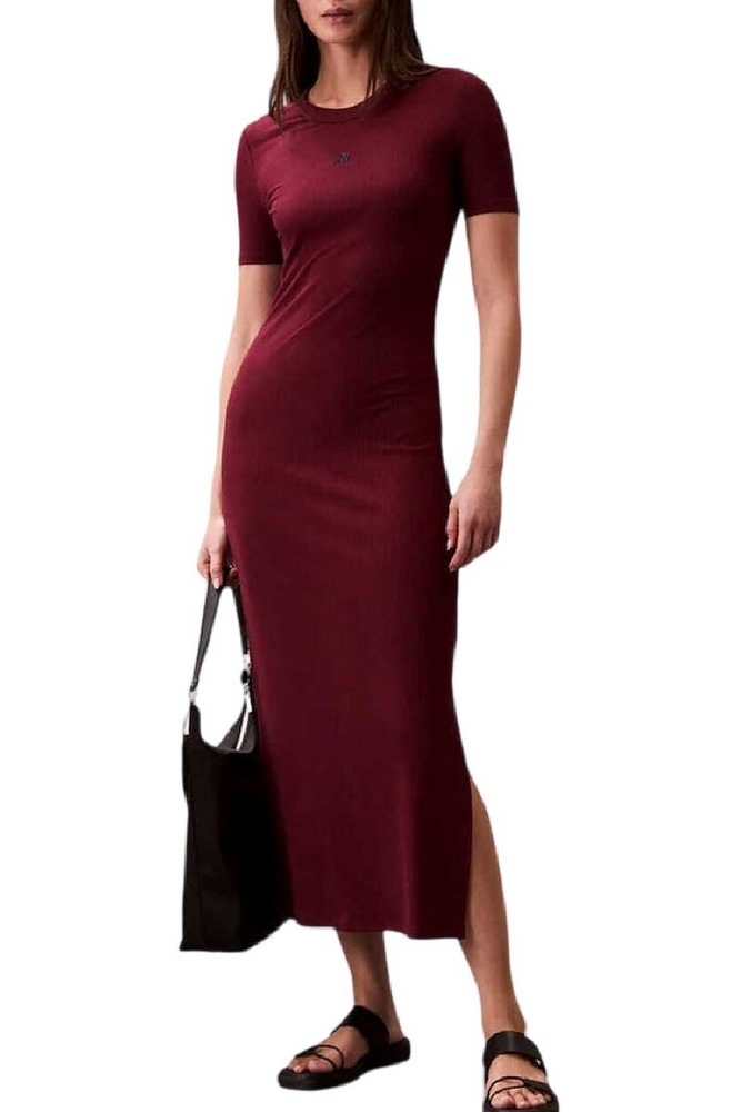 CALVIN KLEIN JEANS MODAL RIB SS DRESS ΦΟΡΕΜΑ ΓΥΝΑΙΚΕΙΟ BORDEAUX