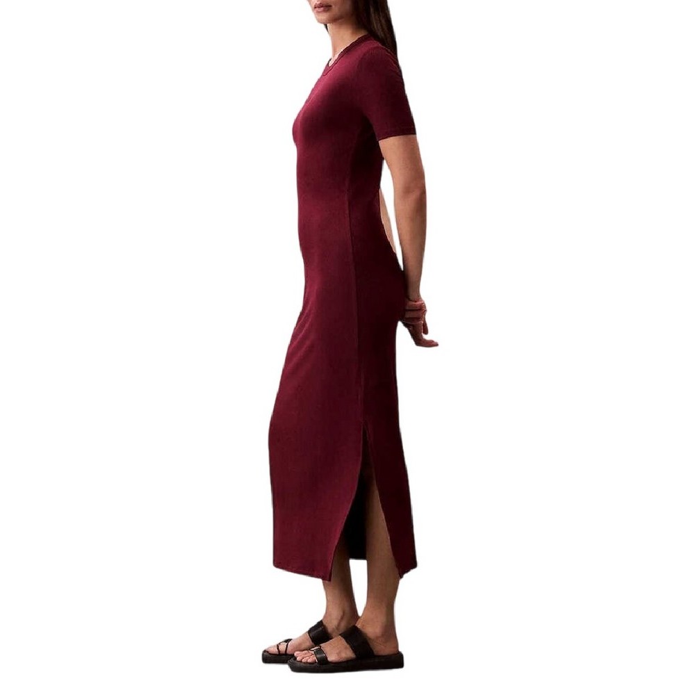 CALVIN KLEIN JEANS MODAL RIB SS DRESS ΦΟΡΕΜΑ ΓΥΝΑΙΚΕΙΟ BORDEAUX