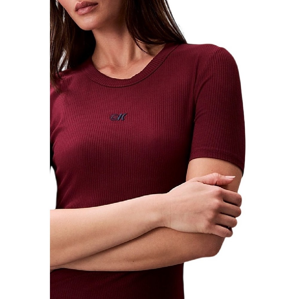 CALVIN KLEIN JEANS MODAL RIB SS DRESS ΦΟΡΕΜΑ ΓΥΝΑΙΚΕΙΟ BORDEAUX