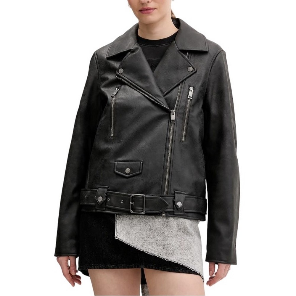 TOMMY JEANS OVS PU BIKER JACKET EXT ΜΠΟΥΦΑΝ ΓΥΝΑΙΚΕΙΟ BLACK