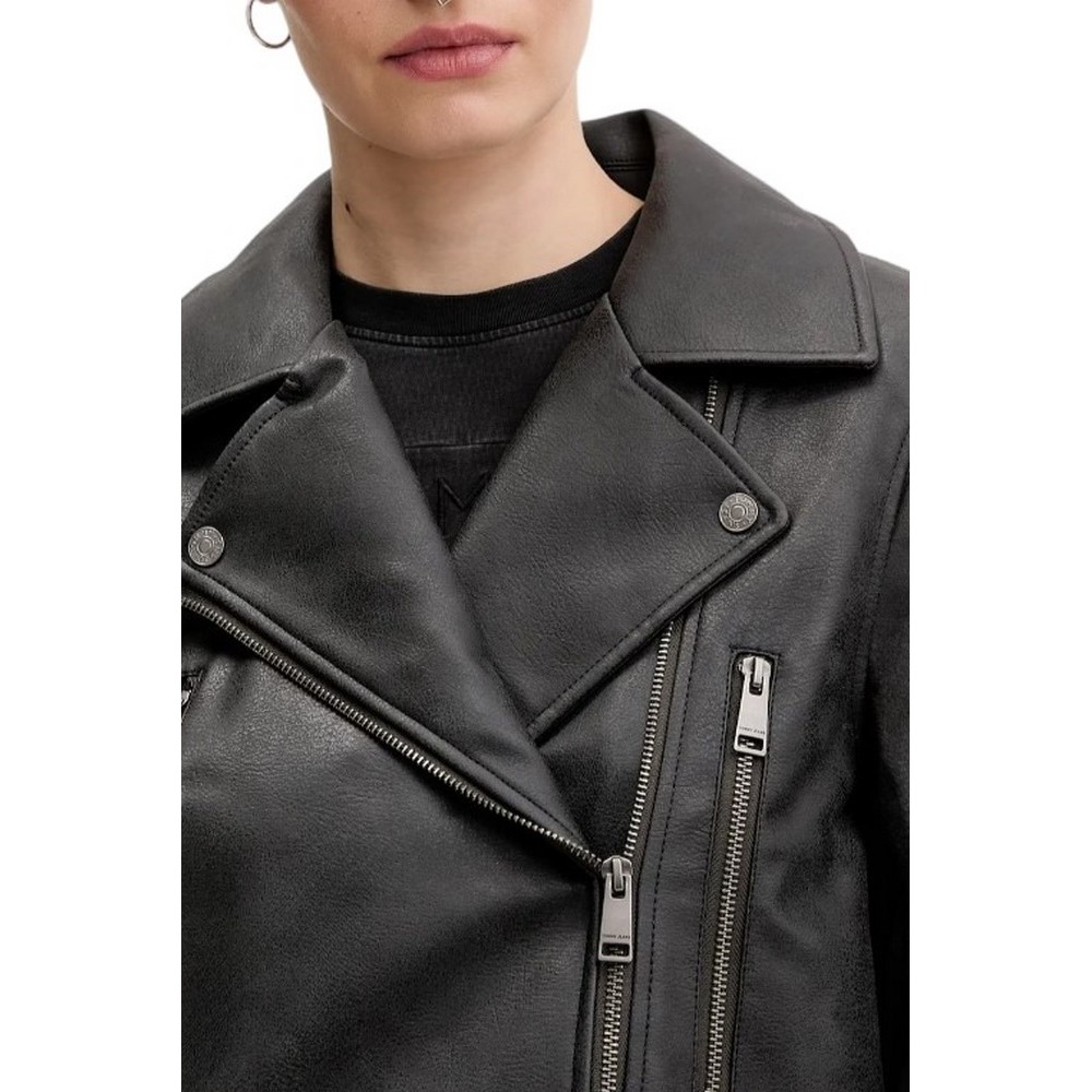 TOMMY JEANS OVS PU BIKER JACKET EXT ΜΠΟΥΦΑΝ ΓΥΝΑΙΚΕΙΟ BLACK