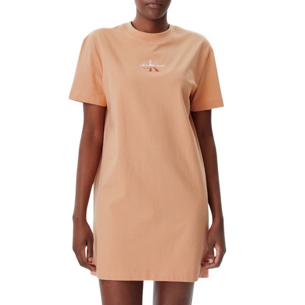 CALVIN KLEIN JEANS MONOLOGO TEE DRESS ΦΟΡΕΜΑ ΓΥΝΑΙΚΕΙΟ CORAL