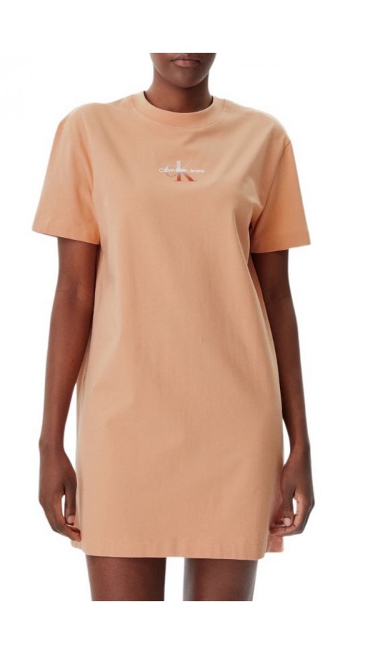 CALVIN KLEIN JEANS MONOLOGO TEE DRESS ΦΟΡΕΜΑ ΓΥΝΑΙΚΕΙΟ CORAL