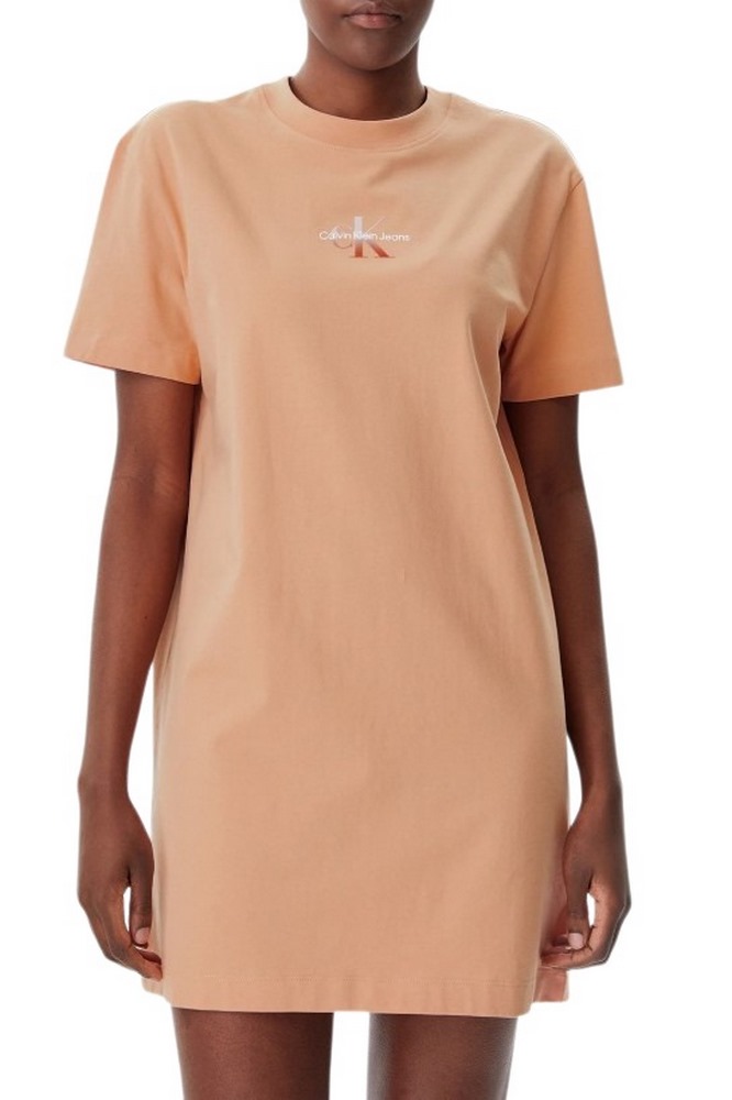 CALVIN KLEIN JEANS MONOLOGO TEE DRESS ΦΟΡΕΜΑ ΓΥΝΑΙΚΕΙΟ CORAL