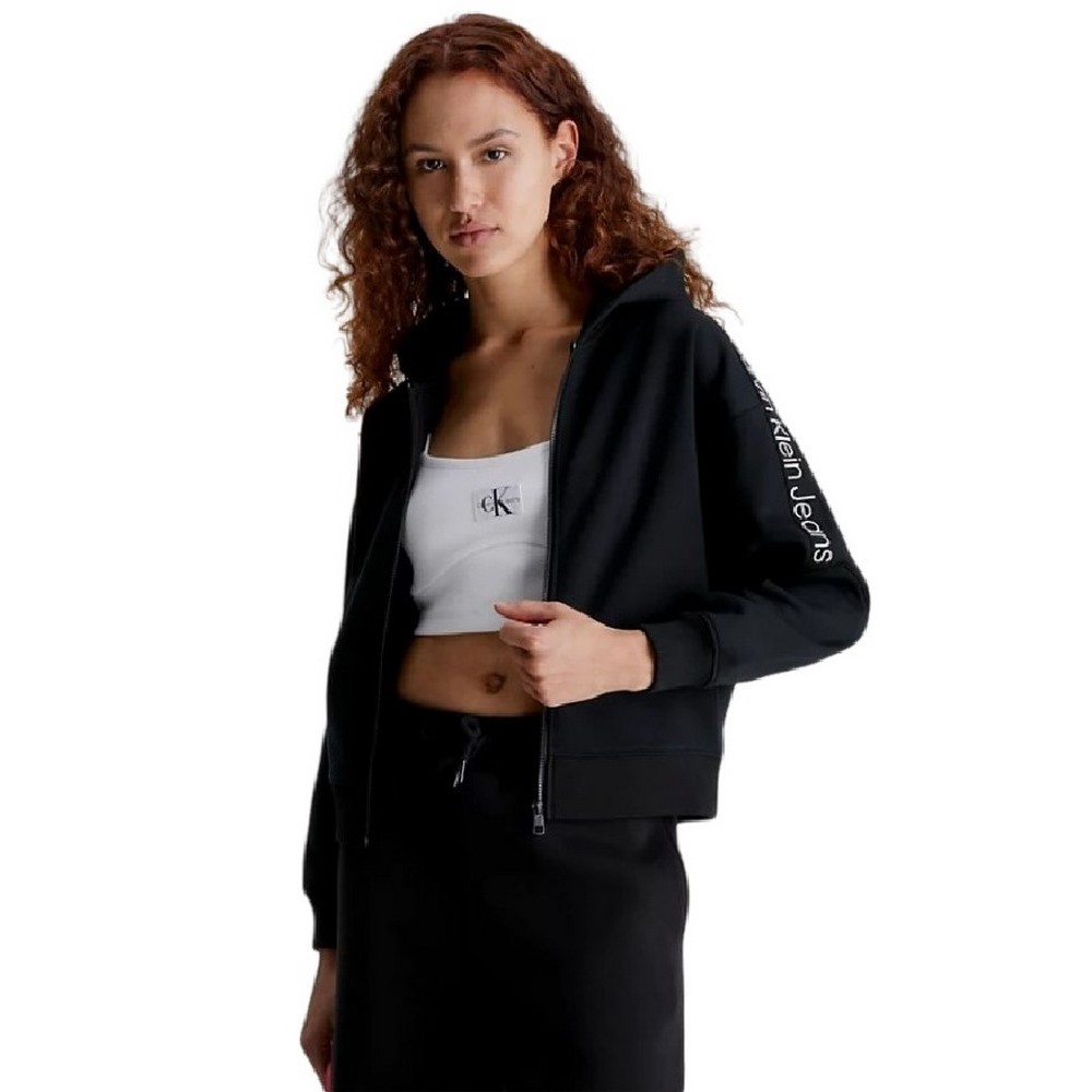 CALVIN KLEIN JEANS TAPE ZIP-THROUGH ΖΑΚΕΤΑ ΓΥΝΑΙΚΕΙΑ BLACK