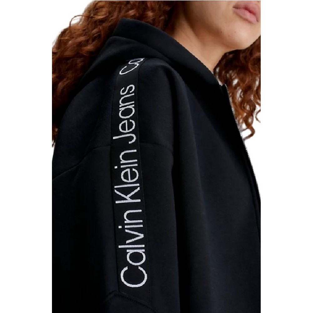 CALVIN KLEIN JEANS TAPE ZIP-THROUGH ΖΑΚΕΤΑ ΓΥΝΑΙΚΕΙΑ BLACK